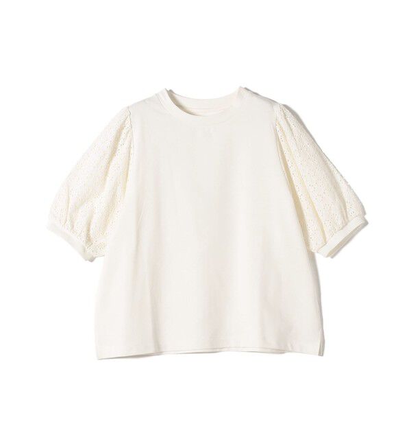 SHIPS Colors 「《予約》SHIPS Colors:〈手洗い可能〉ミニ裏毛 レース スリーブ トップス◆」|Tシャツ・カットソー|