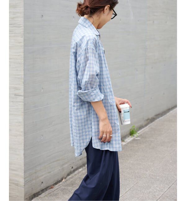 OUTDOOR PRODUCTS Usual Things「追加 シアーチェックスプレッドカラーシャツ」|シャツ・ブラウス|