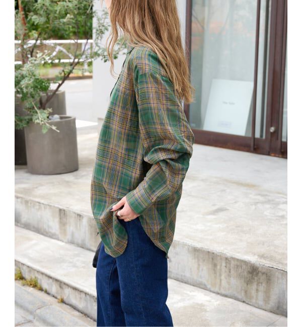 OUTDOOR PRODUCTS Usual Things「追加 シアーチェックスプレッドカラーシャツ」|シャツ・ブラウス|