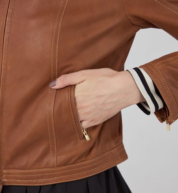 TOMORROWLAND collection「ラムレザー ジップアップブルゾン」|ライダースジャケット|