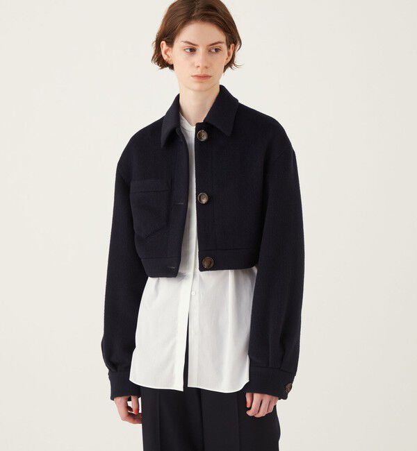 DES PRES「キッドモヘヤミニシャギー クロップドブルゾン」|ブルゾン・スタジャン|