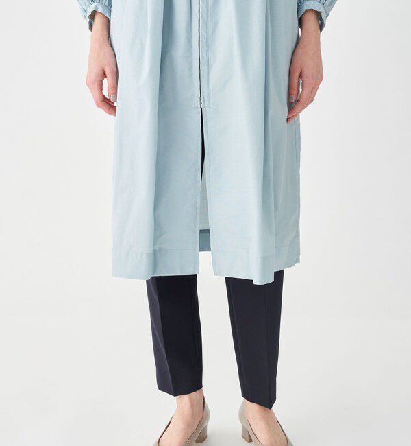 Ballsey「ライトタフタ ジップアップロングコート」|ノーカラーコート|