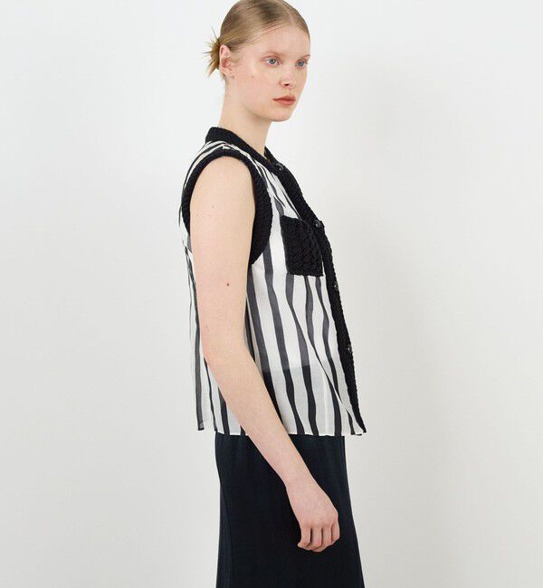 DES PRES「サークルストライププリント スリーブレスブラウス」|シャツ・ブラウス|