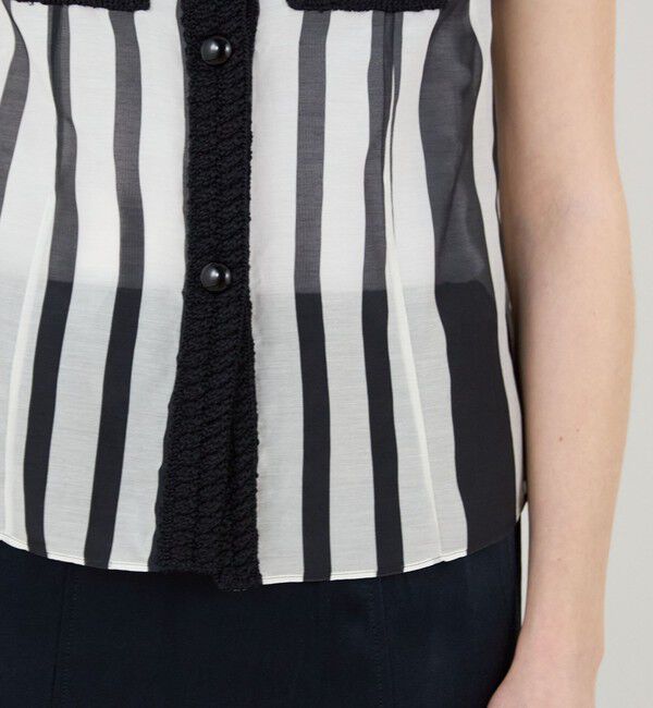 DES PRES「サークルストライププリント スリーブレスブラウス」|シャツ・ブラウス|