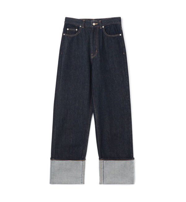 MACPHEE「コットンデニム ストレートパンツ」|デニム|67 ダークブルー
