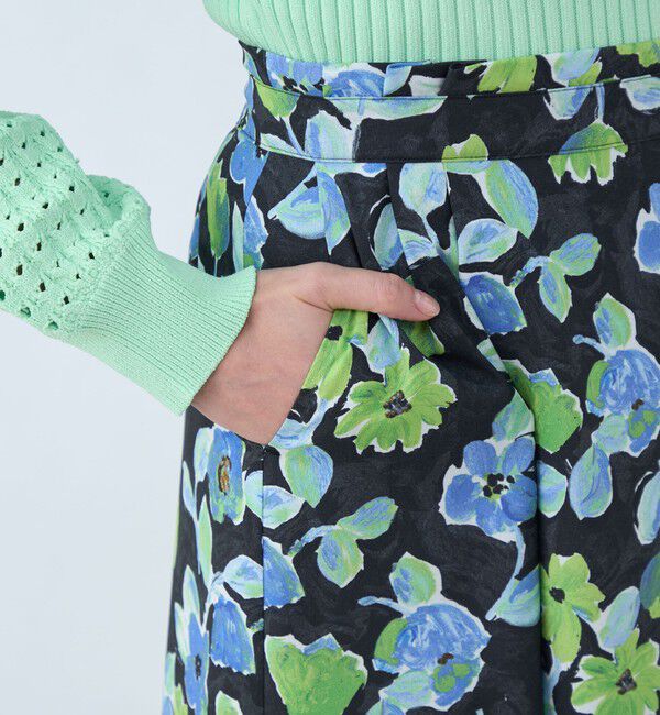 Ballsey「スプリングフラワープリント アシンメトリータックスカート」|フレア|