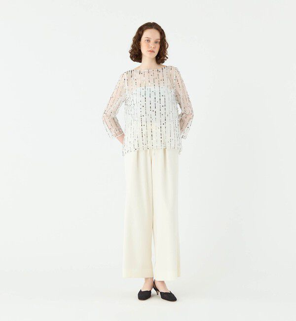 Ballsey「ドロップスパングルエンブロイダリー ボートネックブラウス」|シャツ・ブラウス|