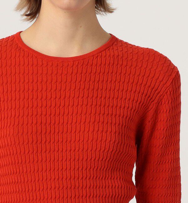 MACPHEE「コットンナイロンケーブル ハーフスリーブプルオーバー」|ニット・セーター|