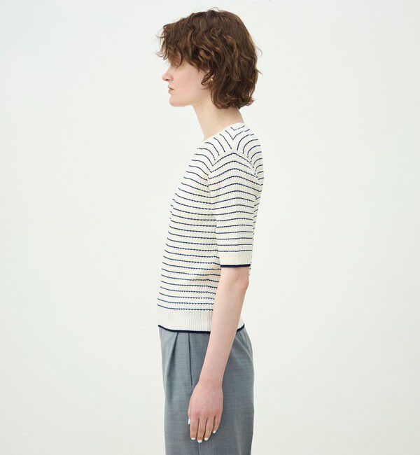 MACPHEE「コットンナイロンケーブル ハーフスリーブプルオーバー」|ニット・セーター|