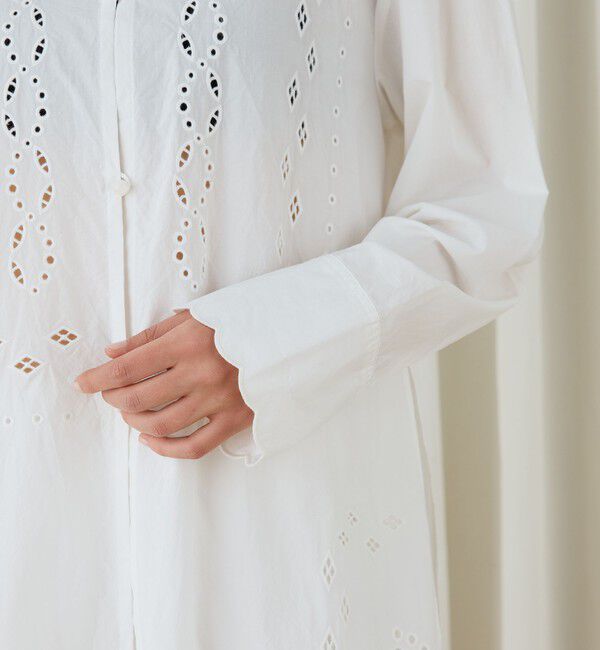 DES PRES「カットワークエンブロイダリー クルーネックシャツワンピース」|ワンピース|