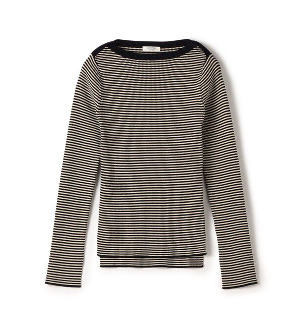 MACPHEE「コットンリブ ボートネックプルオーバー」|ニット・セーター|68 ネイビー系