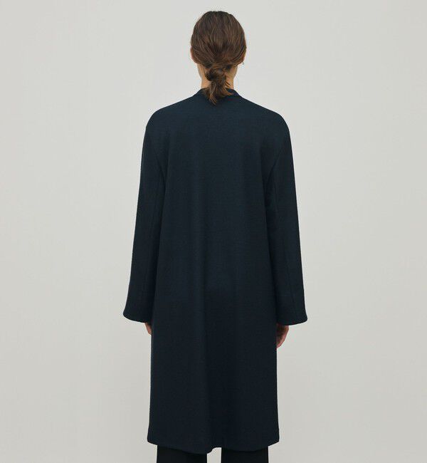 DES PRES「ニットコンビネーション ロングコート」|ノーカラーコート|