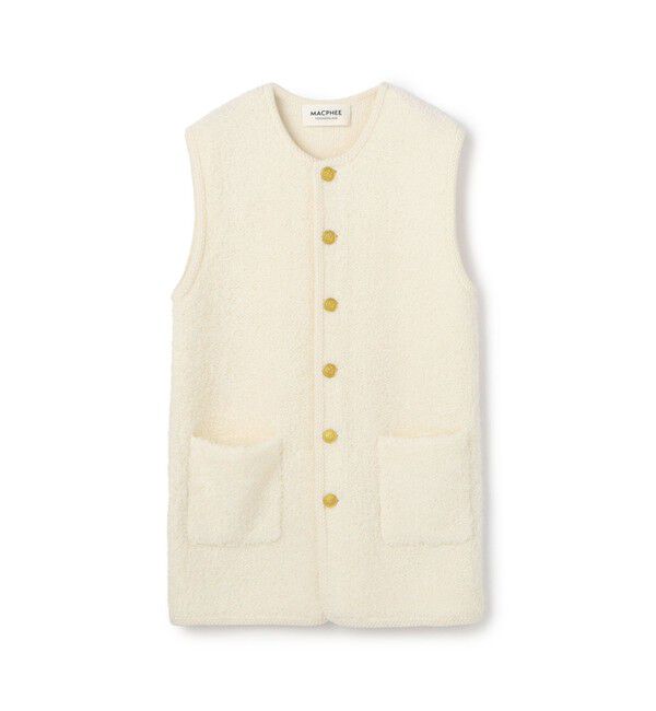 MACPHEE「ムートン ロングジレ」|ベスト・ジレ|11 ホワイト