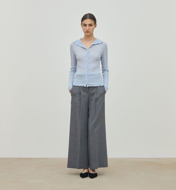 DES PRES「ウールジョーゼット タックワイドパンツ」|スラックス|