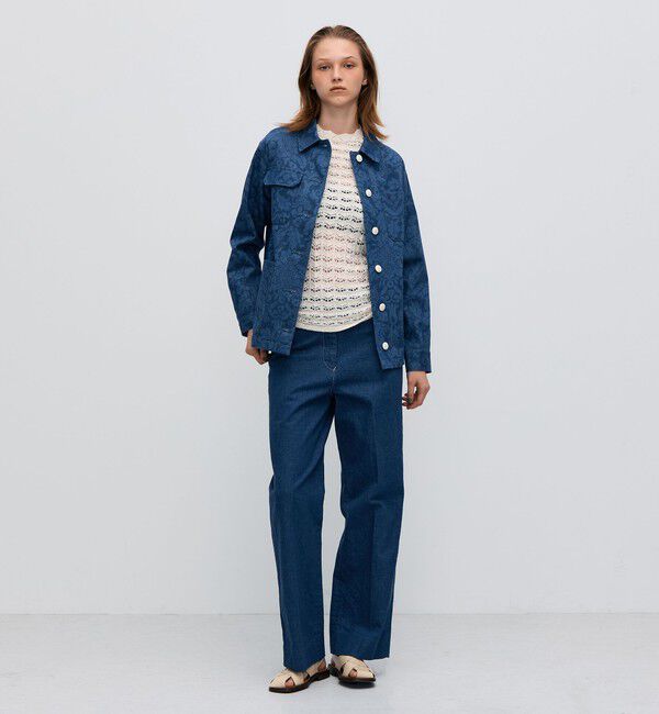 BACCA「ブルーデニムプリント ワークジャケット」|ブルゾン・スタジャン|