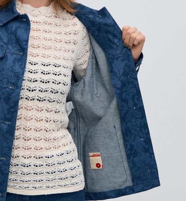 BACCA「ブルーデニムプリント ワークジャケット」|ブルゾン・スタジャン|