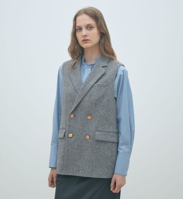 MACPHEE「ネップヘリンボーン ダブルブレストジレ」|ベスト・ジレ|