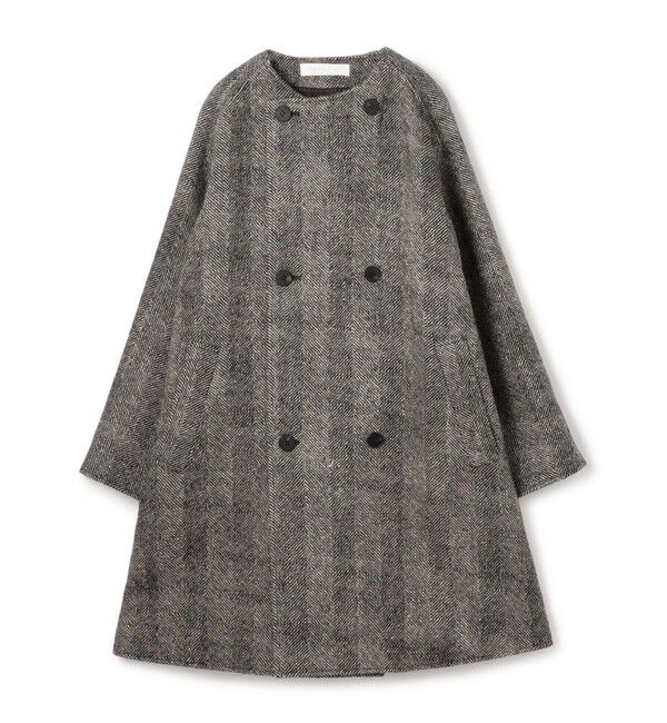 GALERIE VIE「ワイドヘリンボーン カラーレストレンチコート」|ノーカラーコート|18 ブラック系