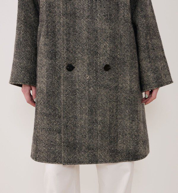 GALERIE VIE「ワイドヘリンボーン カラーレストレンチコート」|ノーカラーコート|
