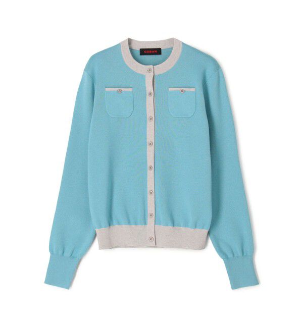 CABaN「コットンカシミヤ バイカラークルーネックカーディガン」|カーディガン|64 ブルー系