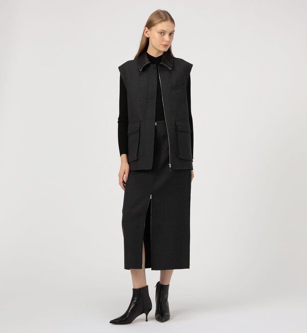 DES PRES「ダブルフェイスツイル ダブルジップ タイトスカート」|スカート|