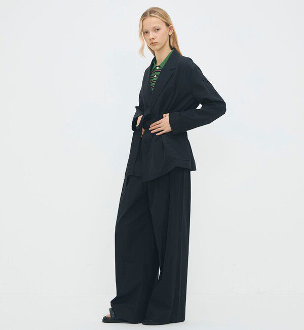 CABaN「コットンシャンブレー ベルテッドダブルブレストジャケット」|テーラードジャケット|