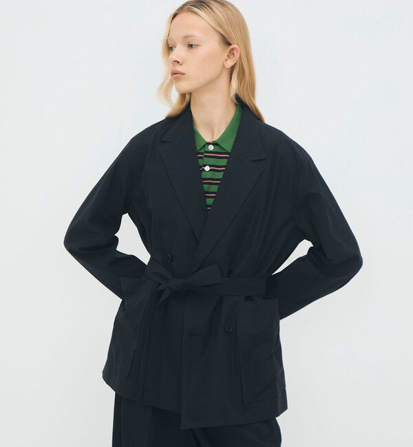 CABaN「コットンシャンブレー ベルテッドダブルブレストジャケット」|テーラードジャケット|