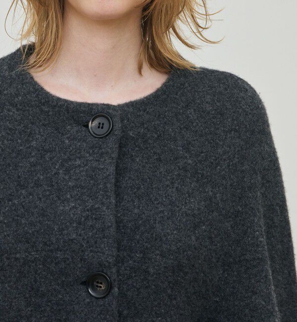 DES PRES「ライトウールニット クルーネックジャケット」|ノーカラージャケット|