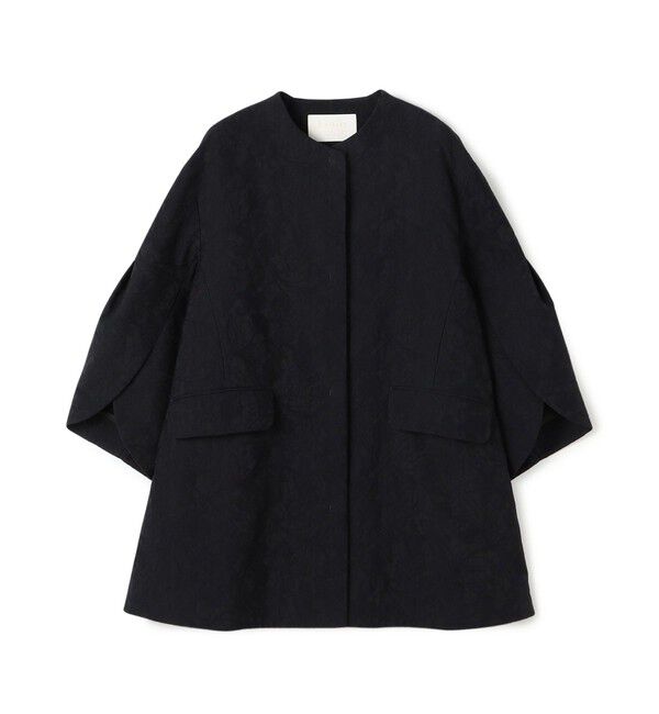 Ballsey「ボタニカルジャカード トラペーズコート」|ノーカラーコート|69 ネイビー