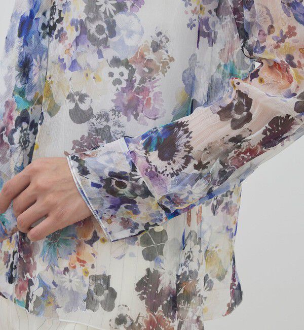 DES PRES「ブルームスケーププリント ボウタイナローブラウス」|シャツ・ブラウス|