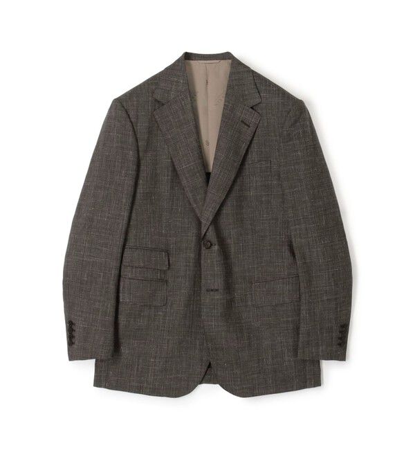 TOMORROWLAND MENS「ウールシルクリネン シングルブレステッド2Bジャケット ROGNA」|テーラードジャケット|48 ブラウンチェック