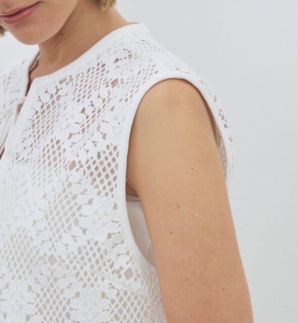 DES PRES「ブルームリーフレース レイヤードショートジレ」|ベスト・ジレ|