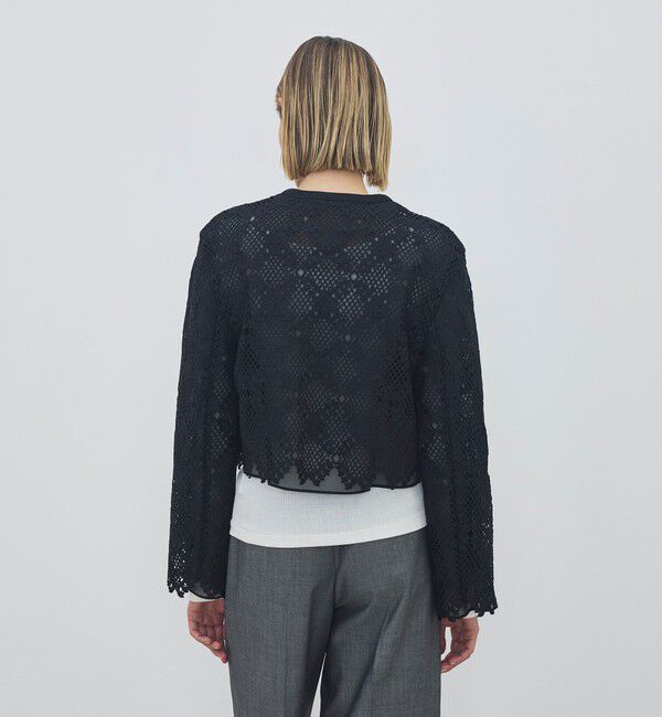 DES PRES「ブルームリーフレース レイヤードノーカラージャケット」|ノーカラージャケット|