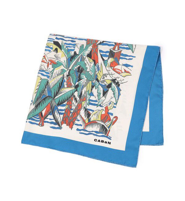 CABaN「Beach シルクプリントスカーフ」|バンダナ・スカーフ|68 ネイビー系