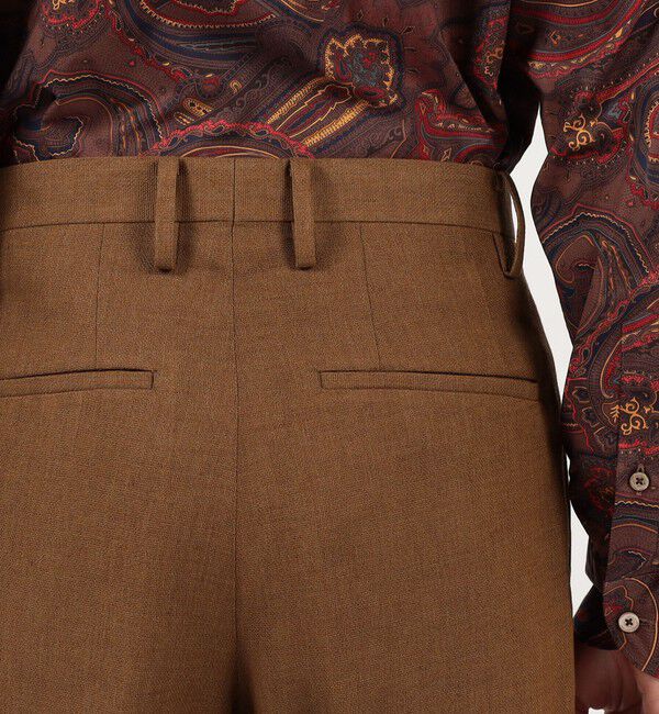 TOMORROWLAND MENS「ウールリネンメッシュシャンブレー 1プリーツパンツ」|スラックス|