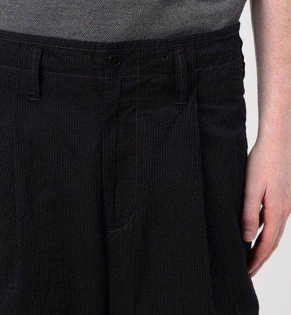 TOMORROWLAND MENS「コットンリネンキュプラ 1プリーツワイドストレート バレルパンツ」|チノ|