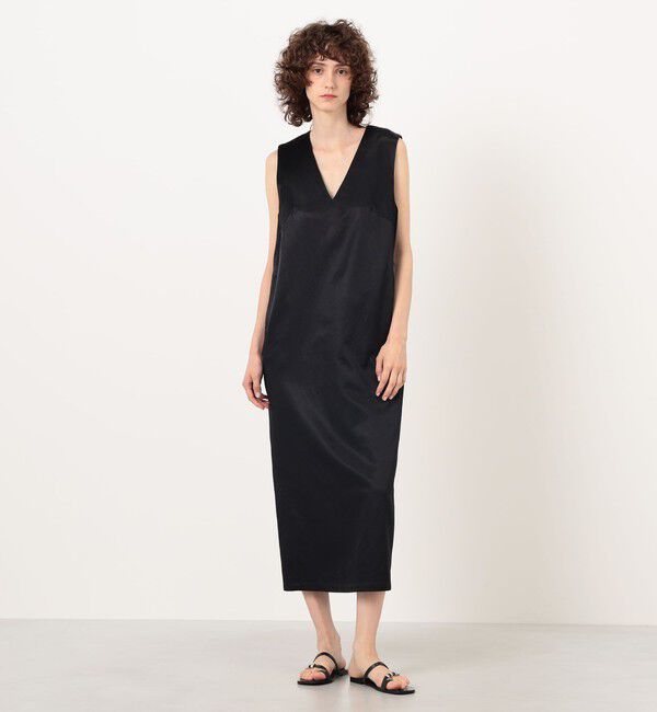 MACPHEE「コットンレーヨンモールスキン Vネックワンピース」|ワンピース|