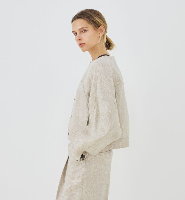 GALERIE VIE「パールリネン ドルマンスリーブブルゾン」|ブルゾン・スタジャン|