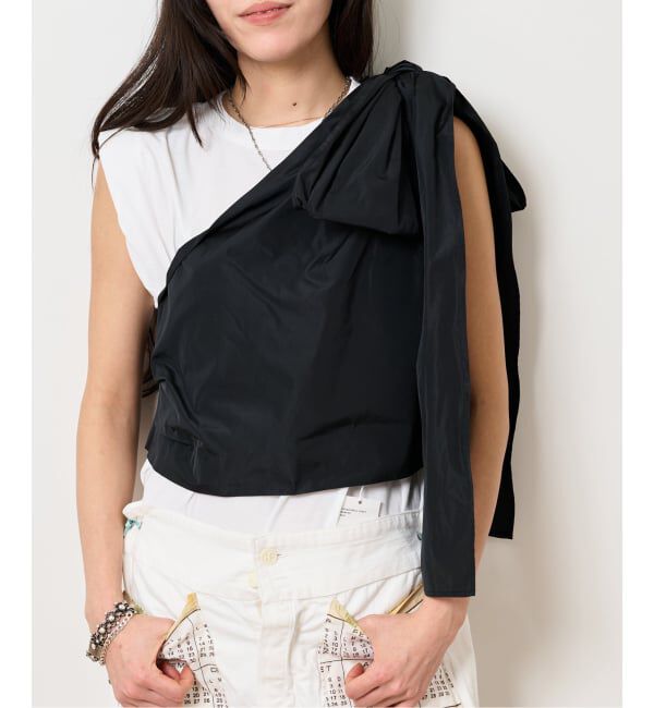  「ONE SHOULDER TAFFETA ブラウス」|シャツ・ブラウス|ブラック
