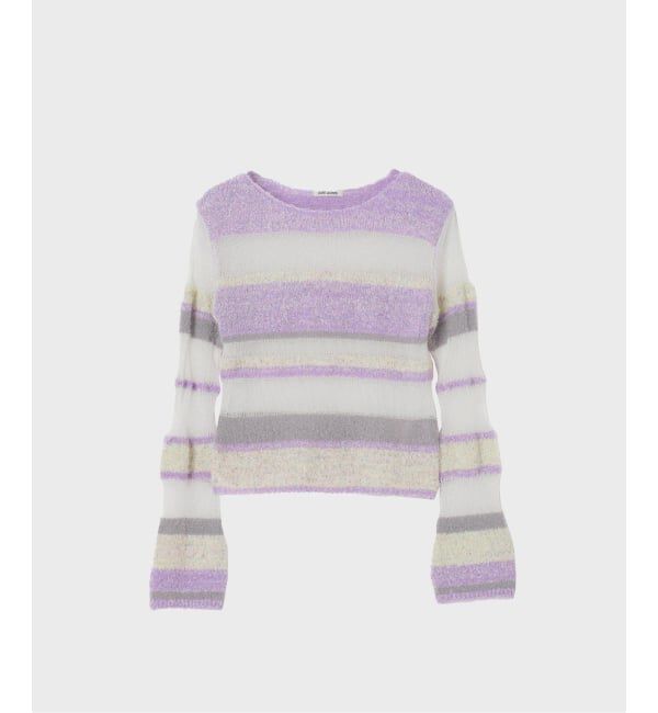 JOINT WORKS「シアーボーダーニットプルオーバー / Sheer Border Knit」|ニット・セーター|パープル