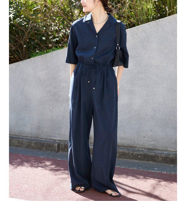 SLOBE IENA「ハーフスリーブオールインワン」|オールインワン|ネイビー