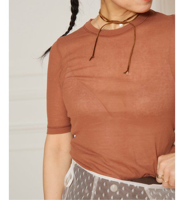 IENA LA BOUCLE「《追加》IENA LA BOUCLE 水撚りガスフライス半袖プルオーバー」|Tシャツ・カットソー|