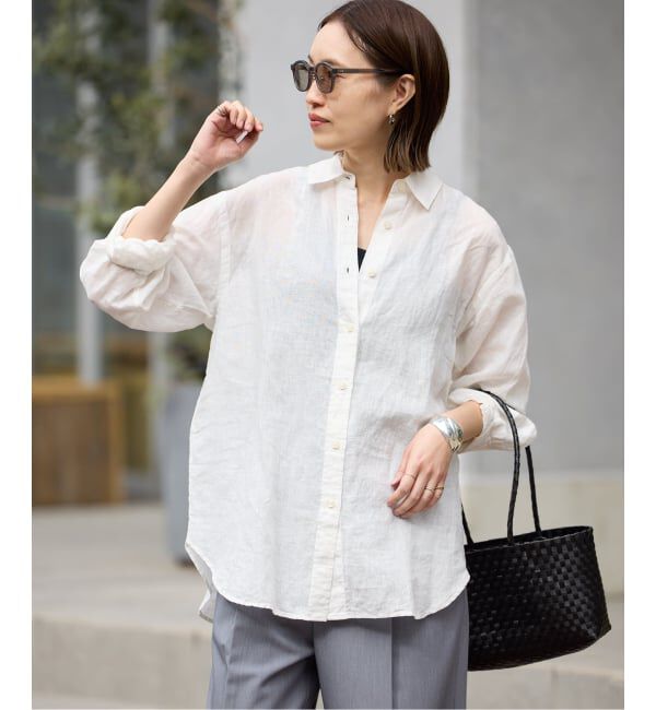 SLOBE IENA「《追加2》リネンコットンレギュラーシャツ」|シャツ・ブラウス|ホワイト