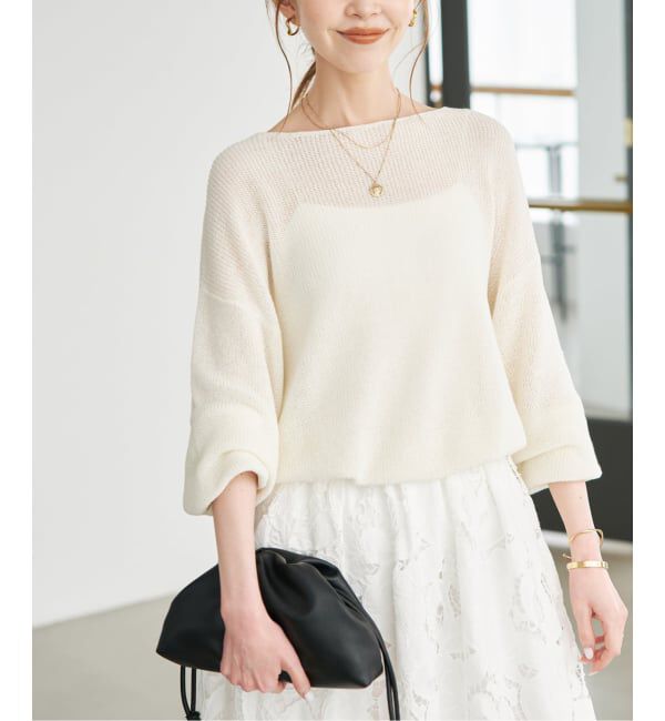 SLOBE IENA「《追加》リネン混畦ニット」|ニット・セーター|ホワイト