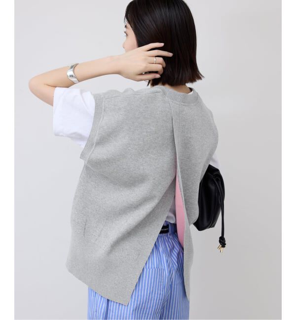 SLOBE IENA「《追加》ダブルフェイスバックオープンベスト」|ベスト・ジレ|グレー