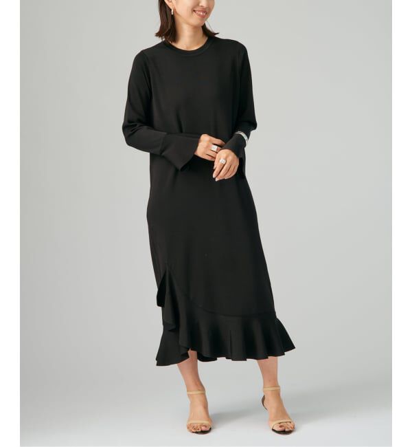 VERMEIL par iena「ベルスリーブペプラム ニット ワンピース」|ワンピース|ブラック