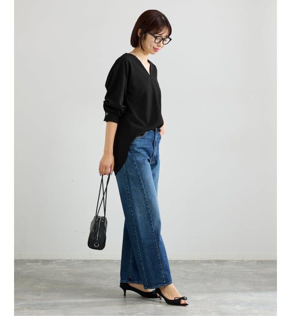 IENA「《セットアップ対応》カットジョーゼットVネックプルオーバー」|シャツ・ブラウス|