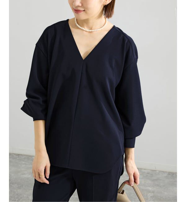IENA「《セットアップ対応》カットジョーゼットVネックプルオーバー」|シャツ・ブラウス|