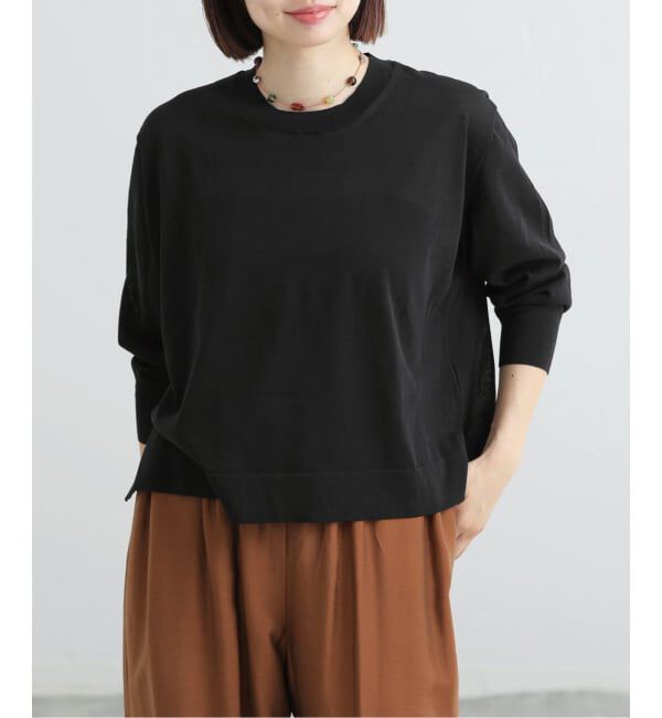 IENA「ウォッシャブル シアーニットプルオーバー」|ニット・セーター|ブラック