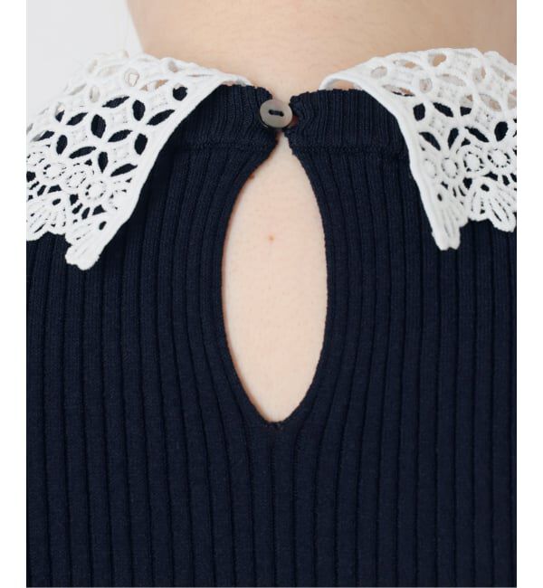 IENA「レース襟 RIBホールガーメントプルオーバー」|ニット・セーター|